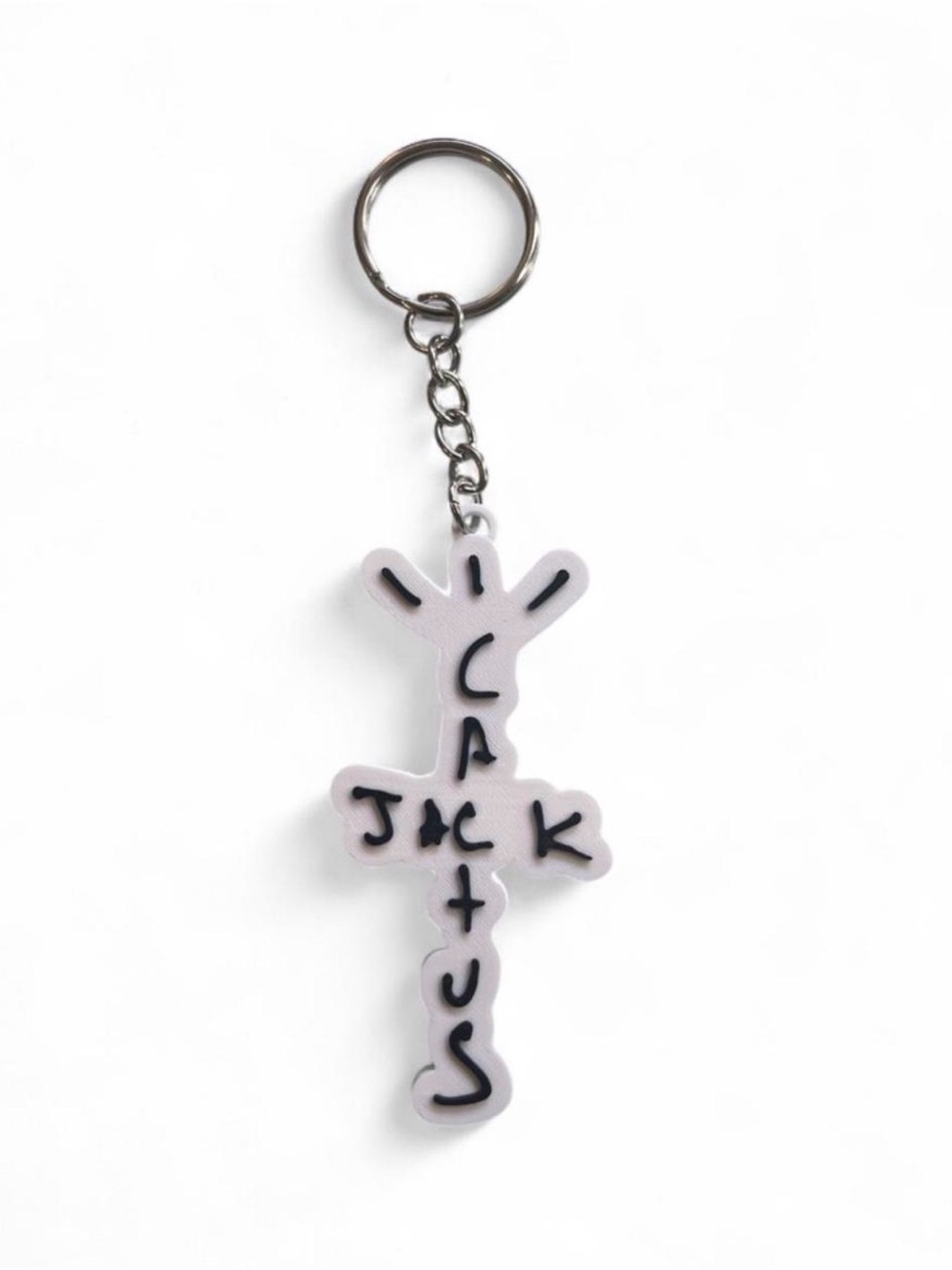 White Cactus Cross Keychain - Stylish Men’s Accessory